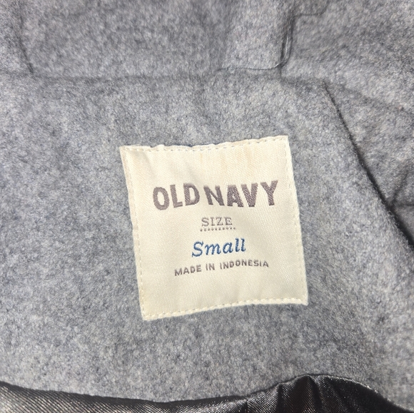 Old Navy Gray Wool Blend Peacoat With Ruffle Collar Small - Picture 4 of 7